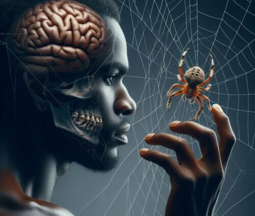 a man visualizes his life like a spider spinning a web to travel along.