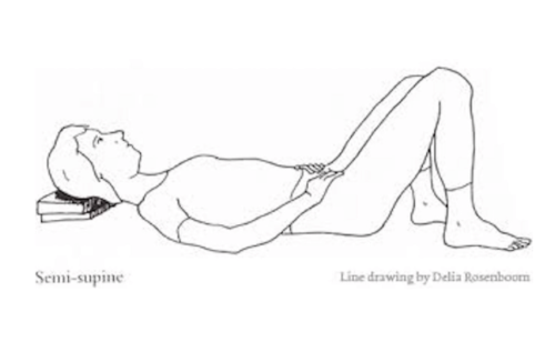 semi-supine position to aleviate stress and realign the spine.