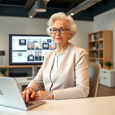 an elderly woman starts out in internet business - strong and resilient!